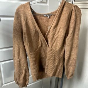 Madewell Tan V-Neck Sweater Cozy Knit